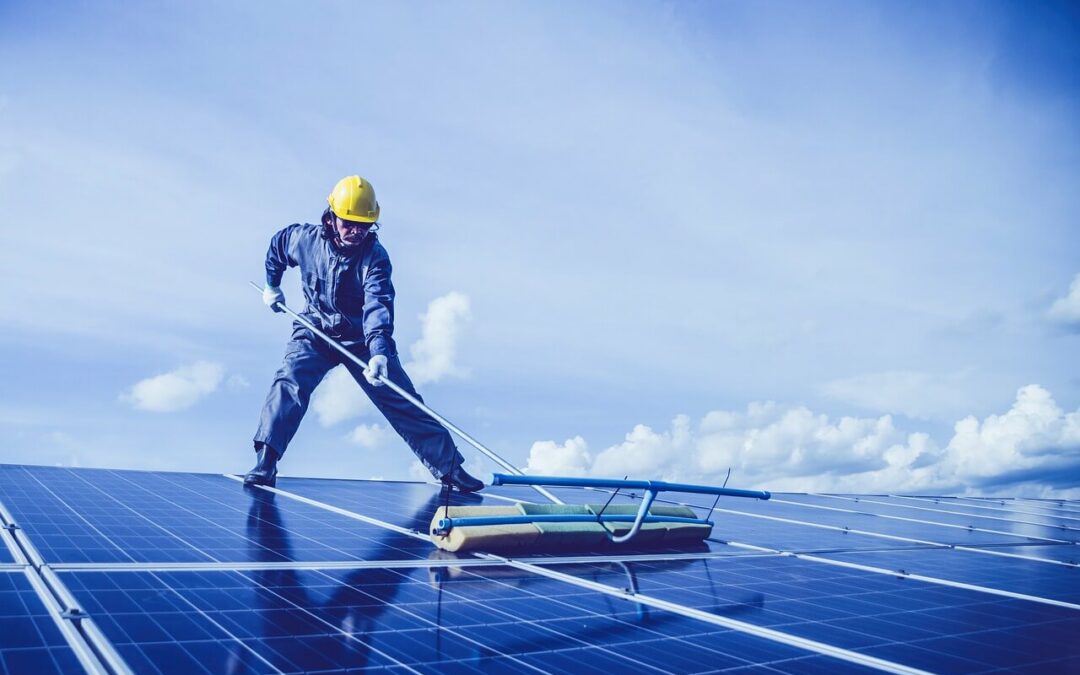 Solar panel cleaning team in London